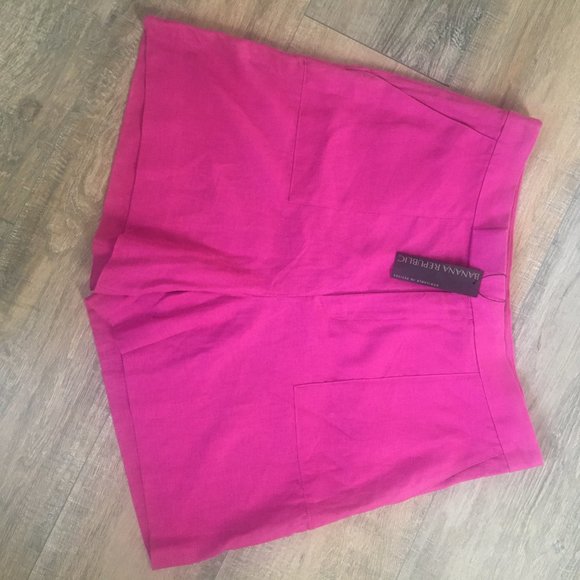 High-Rise 5" Linen-Blend Shorts pink, NWT - Picture 2 of 7